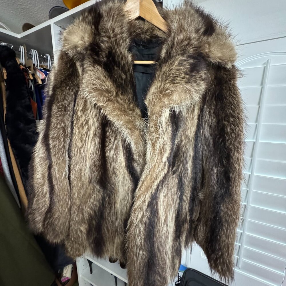 ✨ Vintage Schneider Brothers Real Fur Coat | Light Brown w/ Dark Brown Stripes |
